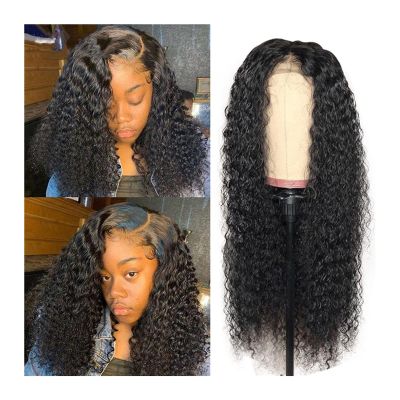 Wigs for Women Raw Indian Hair Deep Curly Human Hair Wigs 4x4 Lace Closure Wig 8-30inch Wet and Wavy Curly Lace Front Human Hair Wigs for Women Human Hair ( Size : 150% density , Color : 24 Inch )