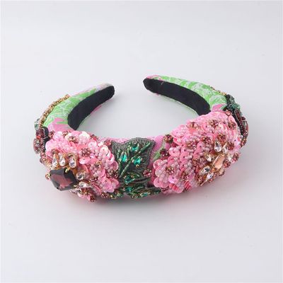 Mokkpeq Handmade Crystal Rhinestone Flower Headbands for Women Girls Thick Hair Bridal Vintage Diamond Hairband