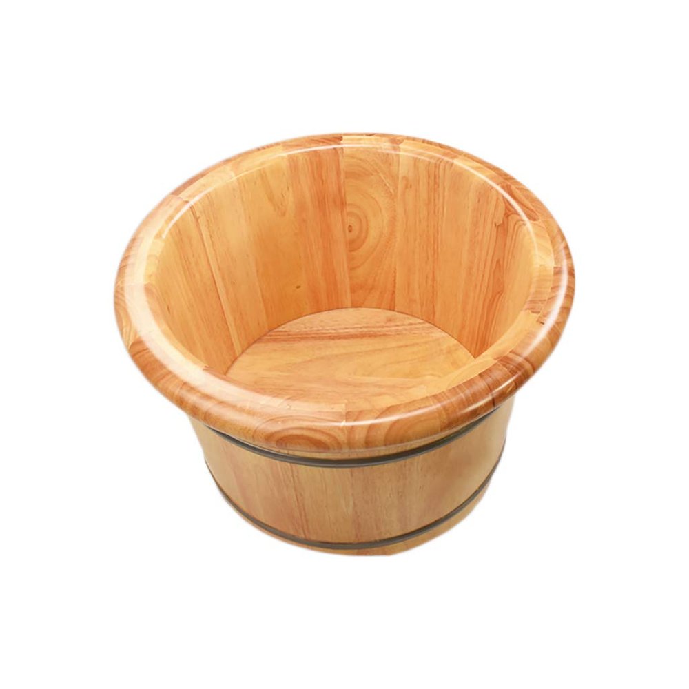 ENWIND Pedicure Foot Spa Household Rubber Wood Tub with Cover Foot Spa Bath Massager (Color : Foot Bath Without Cover)