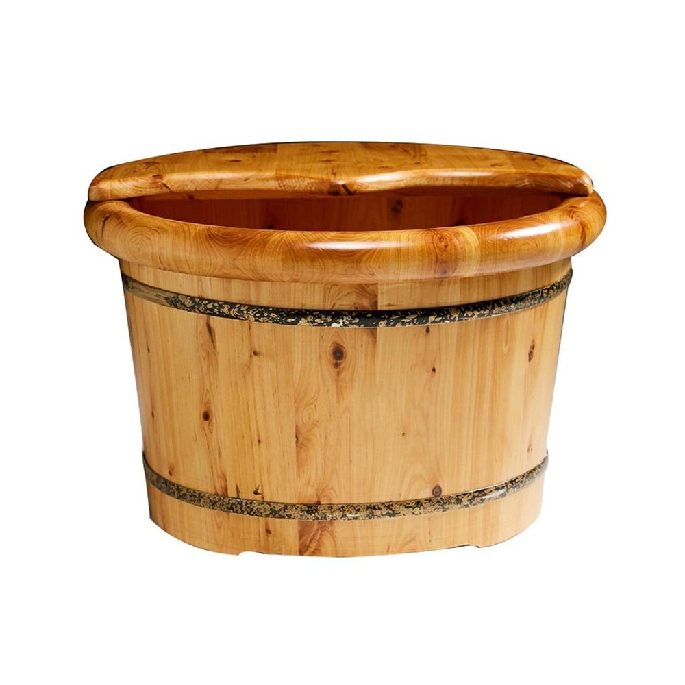 ENWIND Foot Spa Bath Footbath,Cedar Foot Bath Barrel,Smooth and Delicate Pedicure Barrels,Household Durable Foot Washing Bucket Foot Tub, Foot Spa Bath Massager (Color : with Cover)
