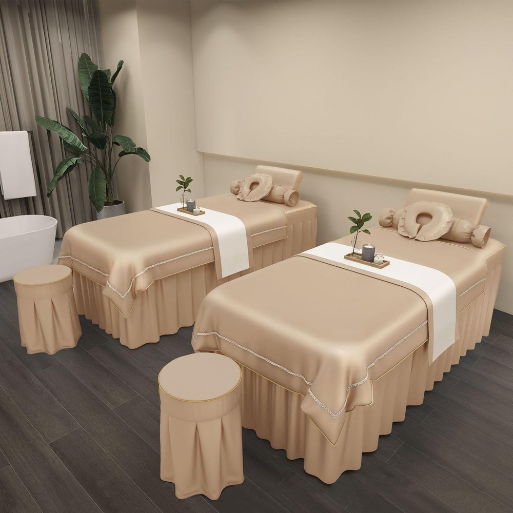 MIPOPS 4-Piece Microfiber Massage Table Sheet Set, Bed Sheets Premium Bed Cover Massage Table Sheet for Spa, Beauty Salon, Hotels(C,185x70cm(73x28inch))