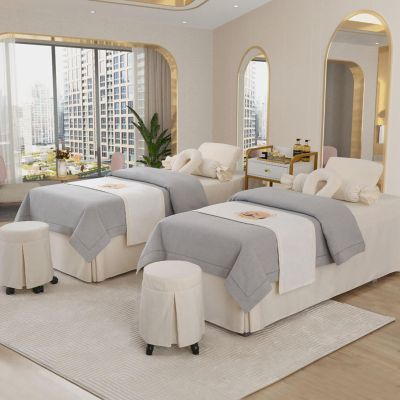 MIPOPS Premium Massage Table Sheet Set Beauty Salon Massage Table Bed Sheet Bedspread Massage Sheet SPA Bed Full Cover with Skirt(L,190x75cm(75x30inch))