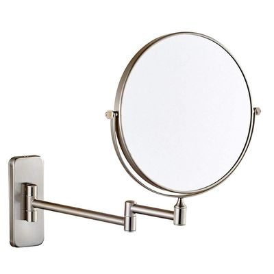8-Inch Wall Mount Makeup Mirror Two-Sided Extension Wall Mount Mirror, 360 Degree Swivel Bathroom Mirror, 10X Magnification, 12-Inch Extension, Chrome, Round, Bedroom Or Bathroom ( Color : Nickelwired