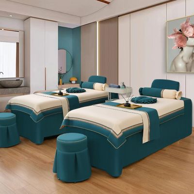 MIPOPS 4-Piece Massage Table Sheets, Premium Massage SPA Bed Cover Sheets, Breathable Bed Cover, Quilt Cover, Pillow Case, Stool Cover(H,190x70cm(75x28inch))