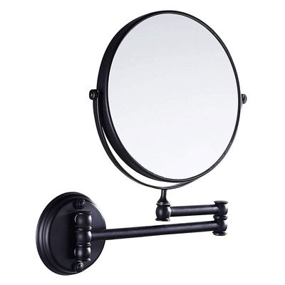 Makeup Mirror Vanity Mirror Bathroom Wall Mount Mirror,8 Inch Make-Up Mirror with 3X Magnification Beauty Mirror Two-Sided Extendable Bathroom Mirror Cosmetic Mirror ( Color : Black , Size : 8 inches