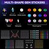 9 Sheets Face Rhinestone Stickers Set 1, Multi Shapes Flat Back Gems Star Heart Crystal Bling Face Jewel Stickers, with Makeup Glue for Eyes Face Hair Body Nails Rave Party Concert Makeup view 3