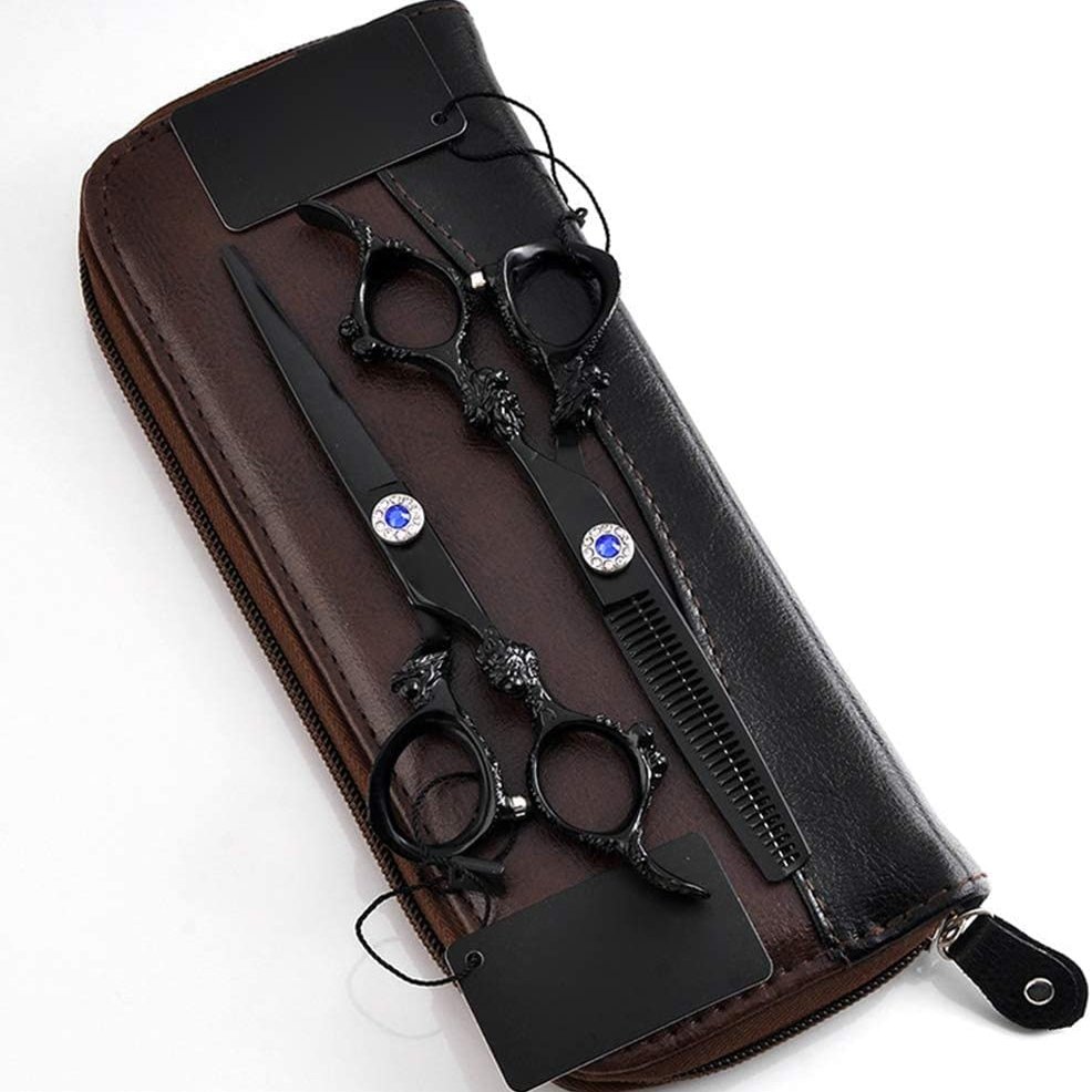 6.0" Japan Hair Scissors Teflon Shears Cheap Hairdressing Scissors Barber Thinning Scissors Hairdresser Razor Haircut (Size : 5.5InchSet)