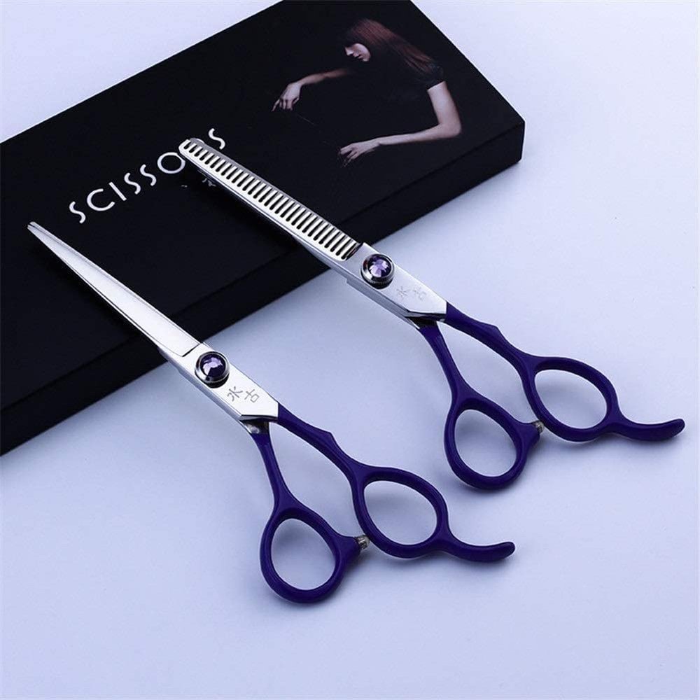 Hairdressing Scissors Haircut Tool Kit Sharp Stainless Steel Barber Scissors Combination Set for Barber Shop,Salon and Home Use 6.0 Inches Purple
