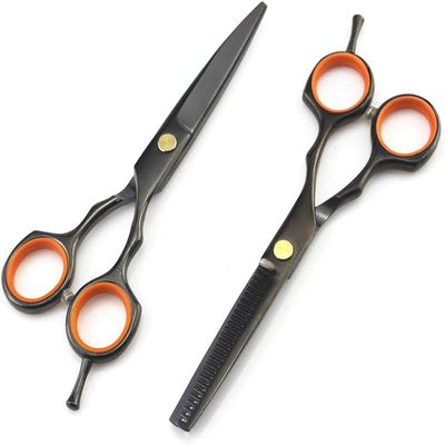 5.5 Inch Hairdressing Scissors Haircutting Scissors Flat Scissors Bangs Scissors Tooth Scissors Bright Blue 6 Colors,Black