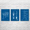 Patent Earth Shaving Razor Posters Set of 3 (18x24), Bathroom Decor, Shaving Gift, Fashion Wall Art, Barber Gift, Barber Shop Decor Blueprint view 1