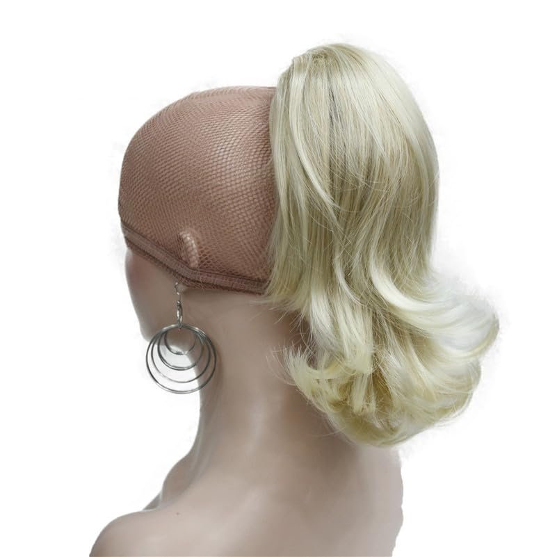 12" Dual Use Wavy Styled Clip In Claw Ponytail Hair Extension Blonde Synthetic Hairpiece With A Jaw/Claw Clip