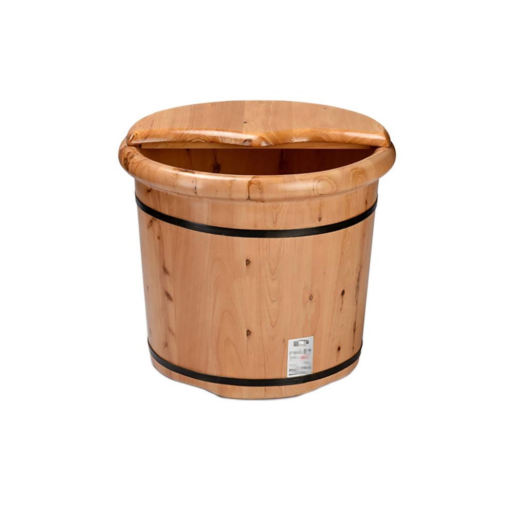 ENWIND Pedicure Foot Spa Cedar Wood Foot Bucket, Wooden Bath Foot Bucket, Heightened 35CM with Wooden Wash Basin Foot Spa Bath Massager