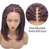 Lace Front Braids Wigs For Black Women 16" Knotless Braided Wigs Lightweight Synthetic Hair Braiding Wig Breathable box braided wigs Handmade Lace Frontal Micro Braided Wig For Black Women (#1B/99JT) view 3