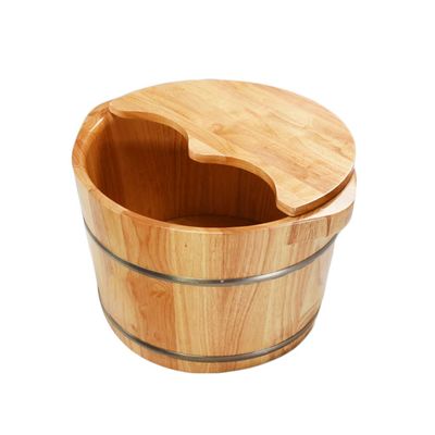 ENWIND Pedicure Foot Spa Foot Bath Barrel, Foot Bath Barrel, Household Wooden Rubber Wood Foot Bath Barrel Foot Spa Bath Massager (Color : Foot Bath Barrel Covered)