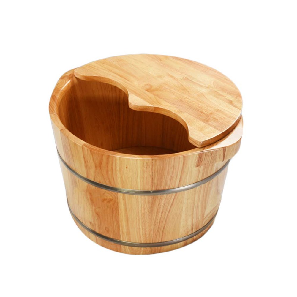 ENWIND Pedicure Foot Spa Foot Bath Barrel, Foot Bath Barrel, Household Wooden Rubber Wood Foot Bath Barrel Foot Spa Bath Massager (Color : Foot Bath Barrel Covered)
