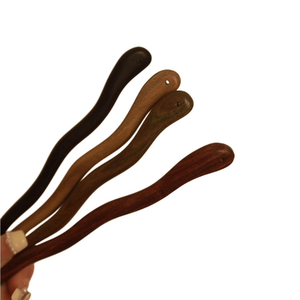 BDHRKTE 4 Pieces Of Sandalwood Hairpin, Ball Head Simple Spring Plate Hairpin, Retro Handmade Wooden Hair Stick Long Hair Sandalwood Hair Bun Ladies Hair Accessories