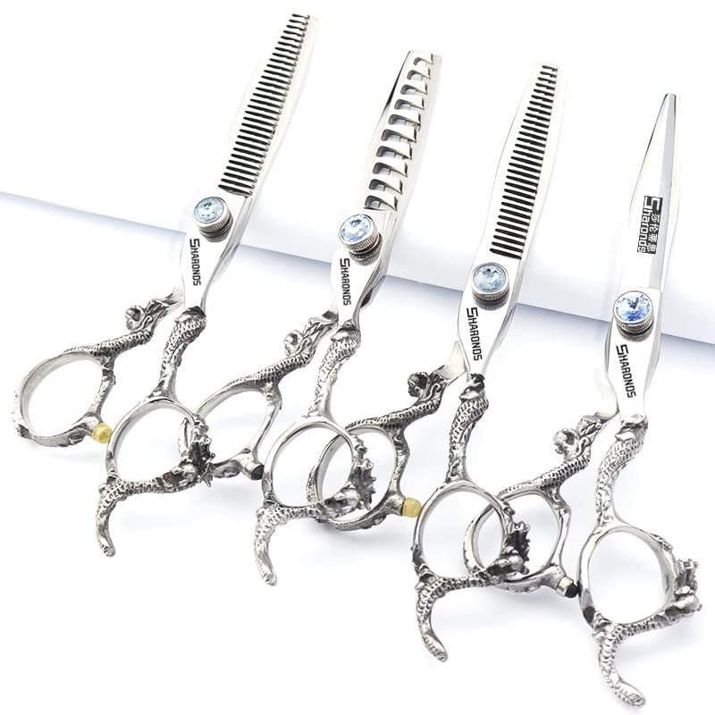 6/7/8/9 Inches Professional Hairdressing Scissors Set,Stainless Steel Hairdressing Scissors for Women & Men (6 inch 4PC)