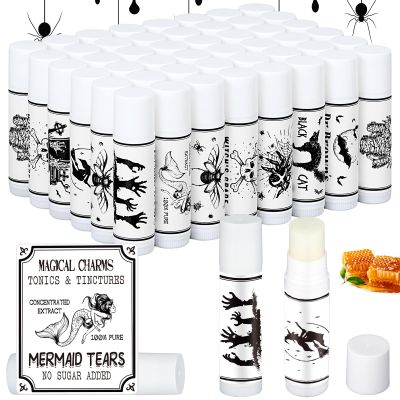 Siifert 50 Pcs Halloween Lip Balms Bulk Spooky Skull Lip Balms Bulk Halloween Party Favors Gifts Adults Fall Boo Basket Stuffers Goodies Bag Supplies for Women Men