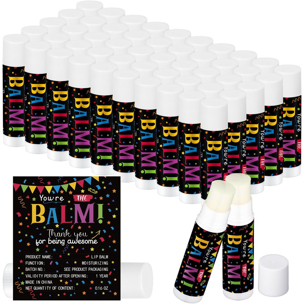 50 Pack Employee Appreciation Gifts Bulk Valentine Teacher Students Gifts Lip Balm Staff Team Coworker Appreciation Thank You Gift Moisturizing Lip Gloss for Women Men Teacher Staff(Balm)