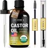 Organic Cold Pressed Castor Oil USDA Certified Eyelash and Hair Growth Serum, Hexane-Free, Conditions and Stimulates Growth for Lashes, Brows and Hair view 1