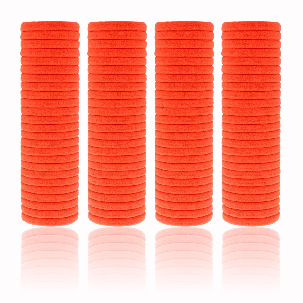 100 Pack Seamless Hair Ties for Women Girls Ponytail Holders for Thick Hair (neon orange)