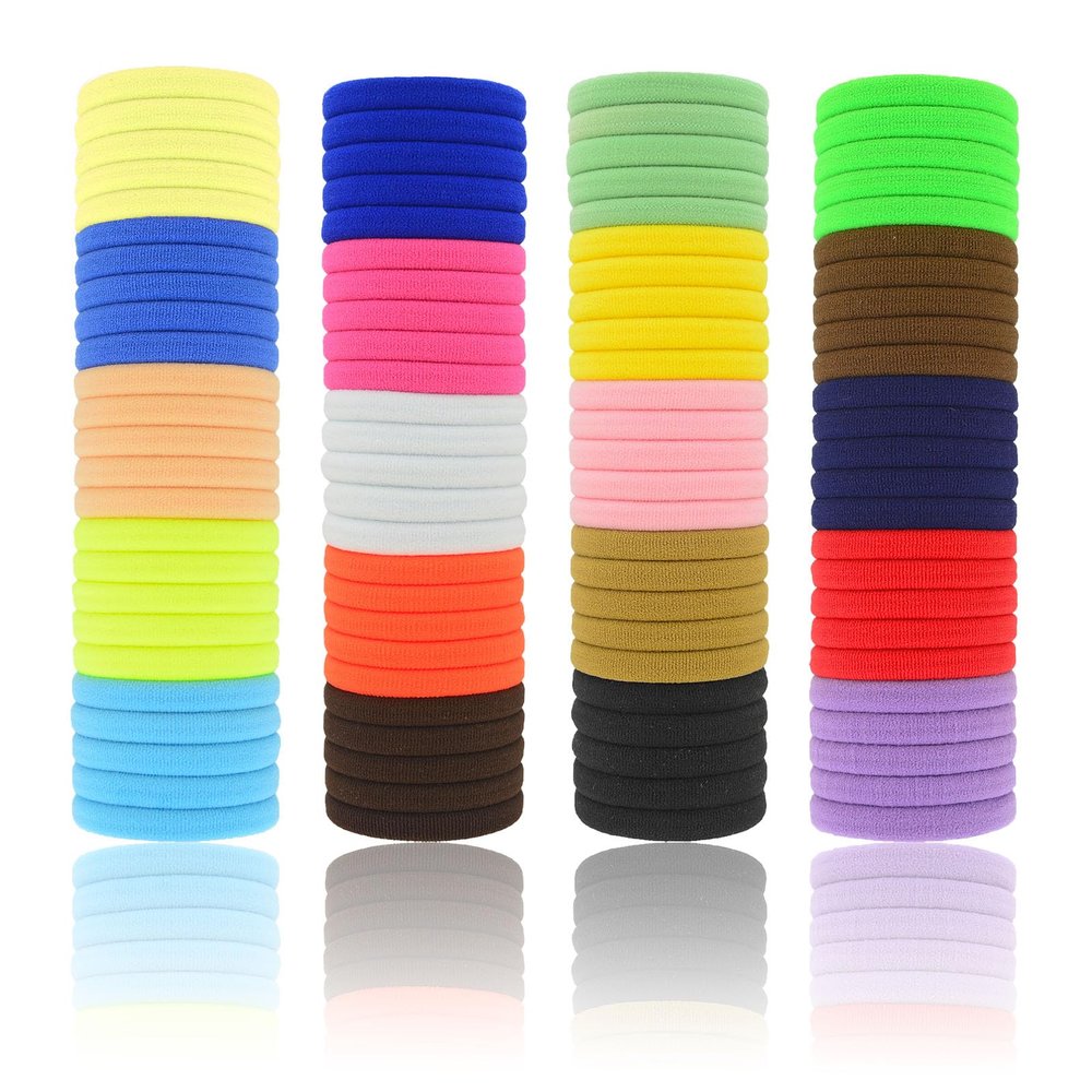 100 Pack Seamless Hair Ties for Women Girls Ponytail Holders for Thick Hair (mix color)