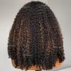 12inch Ombre Balayage Highlight Curly U Part Wig Human Hair 130% 4x2 inch Afro Kinky Curly FB30 Glueless Human Hair Upart Wigs for Black Women Full Head U Shape Clips in Half Wig No Leave Out 4B4C view 4