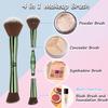 Jilier Travel Makeup Brushes with Case, 4 in 1 Makeup Brush Set, Powder Brush, Foundation Brush/Blush Brush, Eyeshadow Brush, Concealer Brush, Double Ended Makeup Brush Ideal for Liquid, Cream, Powder view 2