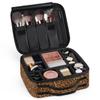 QsirBC Makeup Train Case with Adjustable Dividers, Portable Make Up Bag for Women, Toiletry Bag for Men with Waterproof Brush Cover, Classic Leopard Print Travel Makeup Organizer Makeup Box view 3
