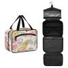 Toiletry Bag Travel Bag with Hanging Hook Tropical Pink Flamingos Pineapples Hibiscus Bouquets Palm Leaves Makeup Cosmetic Bag Travel Organizer Water-resistant for Toiletries Accessories Shampoo Fu view 1