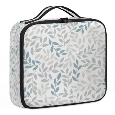 QsirBC Makeup Train Case with Adjustable Dividers, Portable Make Up Bag for Women, Toiletry Bag for Men with Waterproof Brush Cover, Fallen Leaves Travel Makeup Organizer Makeup Box
