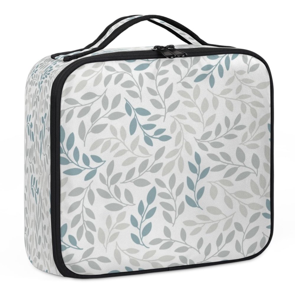 QsirBC Makeup Train Case with Adjustable Dividers, Portable Make Up Bag for Women, Toiletry Bag for Men with Waterproof Brush Cover, Fallen Leaves Travel Makeup Organizer Makeup Box