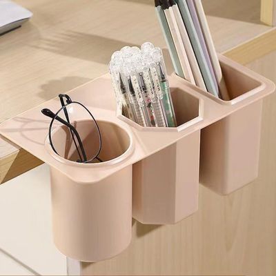 SXHEYUY Makeup Brush Holder, Makeup Brush Organizer, Cosmetic Brushes Storage with 3 Slots for Vanity, Multi-Functional Pen Holder, Colored Pencil, Art Brushes Organizer for Desk,Pink