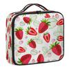 QsirBC Makeup Train Case with Adjustable Dividers, Portable Make Up Bag for Women, Toiletry Bag for Men with Waterproof Brush Cover, Strawberry Leaves Pattern Travel Makeup Organizer Makeup Box view 1