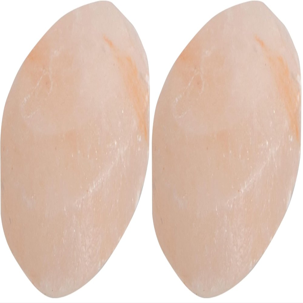 Pure Himalayan Salt Works Flat Oval Massage Stone, Pink Crystal Hand-Carved Stone for Massage Therapy, Deodorant and Salt and Sugar Scrubs, 2.5 W x 3.5 L x 1 D (Pack of 2)