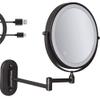 8'' Wall Mounted Makeup Mirror Black USB Rechargeable Double Sided with 3 Tones Led Lights, 1X/10X Magnifying Bathroom Mirror for Shaving Extendable Arm Touch Control1X/10X, Makeup and Shavi ( Size : view 1