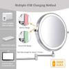 8'' Wall Mounted Makeup Mirror Black USB Rechargeable Double Sided with 3 Tones Led Lights, 1X/10X Magnifying Bathroom Mirror for Shaving Extendable Arm Touch Control1X/10X, Makeup and Shavi ( Size : view 3