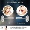 8'' Wall Mounted Makeup Mirror Black USB Rechargeable Double Sided with 3 Tones Led Lights, 1X/10X Magnifying Bathroom Mirror for Shaving Extendable Arm Touch Control1X/10X, Makeup and Shavi ( Size : view 2