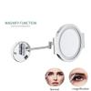 3X LED Wall Mounted Makeup Mirror, Magnifying Wall Bathroom Mirror, Single-Sided, 360 Degree Swivel, Extendable Arm, Round, for Girls, USB, Plug, Hardwired (Size : Hardwired) view 4