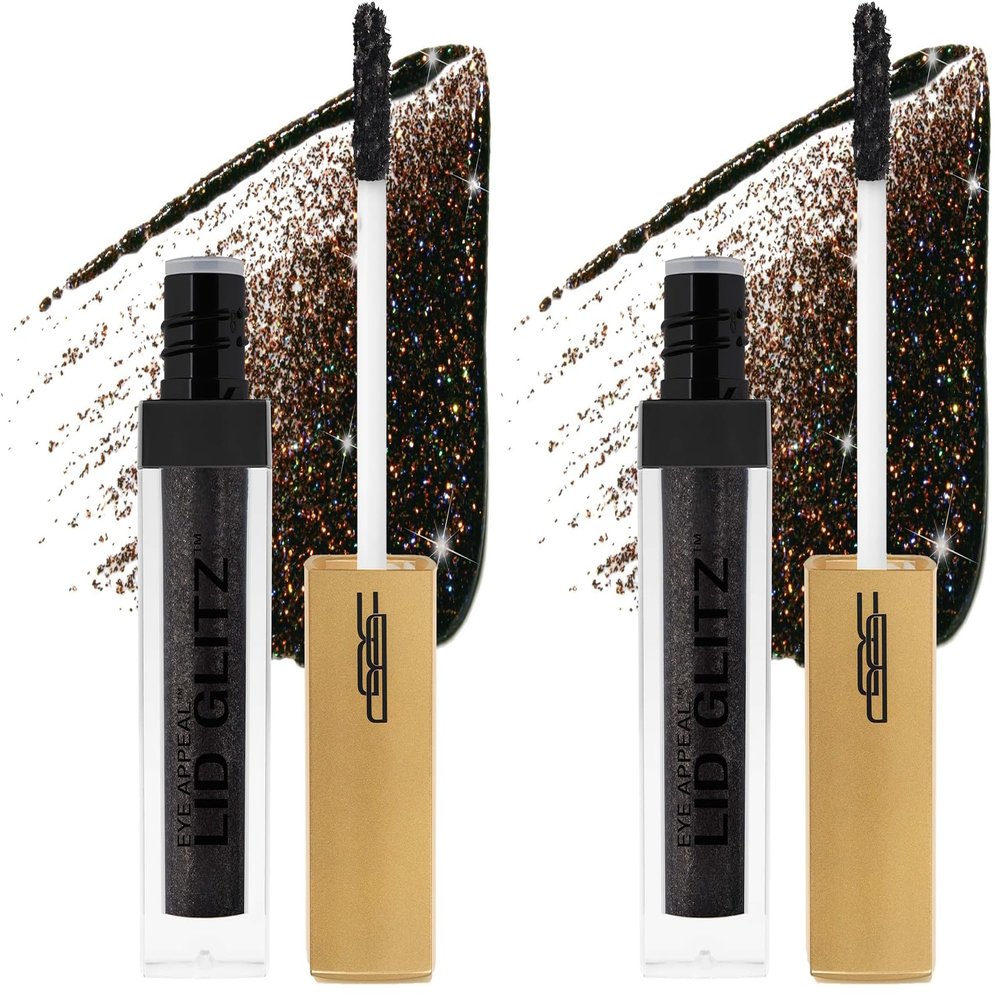 Black Radiance Eye Appeal Lid Glitz Liquid Shimmer Eyeshadow, Black Tie (Pack of 2)