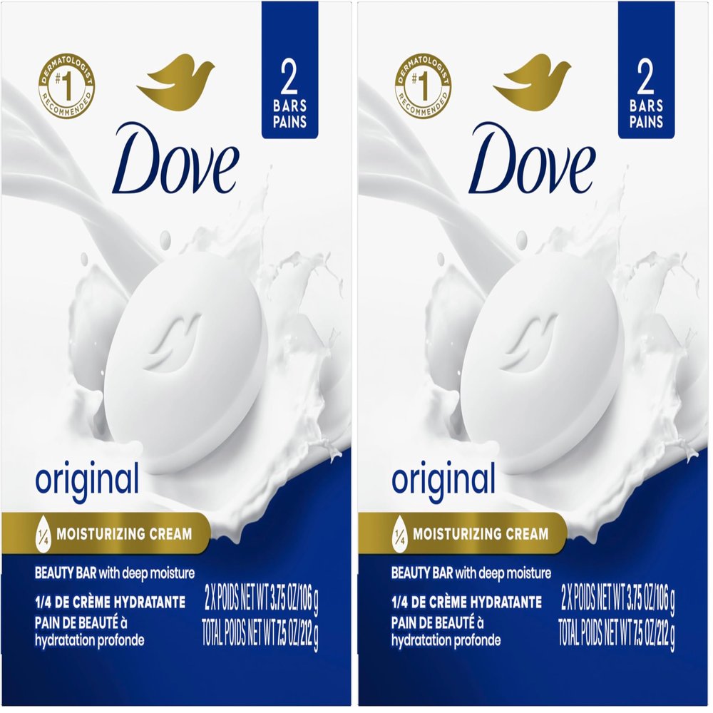 Dove Beauty Bar Gentle Skin Cleanser Moisturizing for Gentle Soft Skin Care Original Made With 1/4 Moisturizing Cream 3.75 oz 2 Bars, Pack of 24