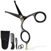 Ontaki Mustache Scissors - 4.2" Black Japanese Steel - Beard & Nose Hair Trimming Scissors for Men - Rounded Tip Ergonomic Handles - Hand-Forged Mustache Grooming Kit view 1