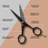 Ontaki Professional Beard Scissors for Men - 5 in Hand-Forged Black 410C German Steel - Includes 2 Combs & PU Pouch - Beard & Mustache Grooming Kit view 3