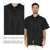 Mens Barber Jacket and Vintage Print Stylist Grooming Smock- Professional Hair Dressing Apparel in Black view 4