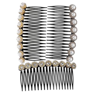Beaupretty 3pcs Pearl Hair Combs Rhinestones for Women Decorative Side Combs for Elegant Hairstyles for Weddings and Special Occasions