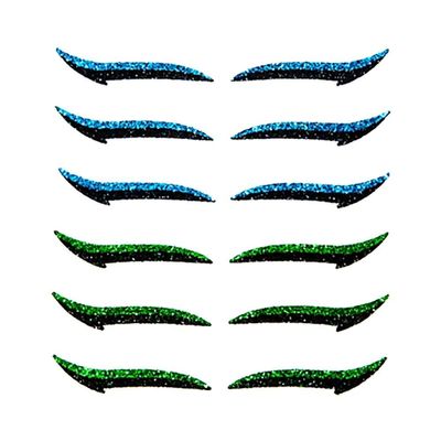 6 Pairs Reusable Makeup Stickers, Adhesive Stickers for Eyes, Instant Killer Cat's Eye with Various Designs (Blue + green)
