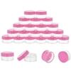 10 Gram 20 Count Sample Containers, Small Plastic Containers with Lids, Empty Sample Jars with Labels and Mini Disposable Spatulas(Pink Lid) view 1