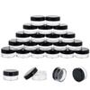 10 Gram 20 Count Sample Containers, Small Plastic Containers with Lids, Empty Sample Jars with Labels and Mini Disposable Spatulas(Black Lid) view 1