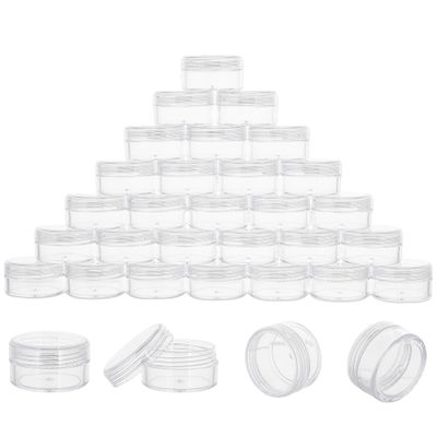 10 Gram 100 Count Sample Containers, Small Plastic Containers with Lids, Empty Sample Jars with Labels and Mini Disposable Spatulas(Clear Lid)