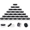 10 Gram 40 Count Sample Containers, Small Plastic Containers with Lids, Empty Sample Jars with Labels and Mini Disposable Spatulas(Black Lid) view 1